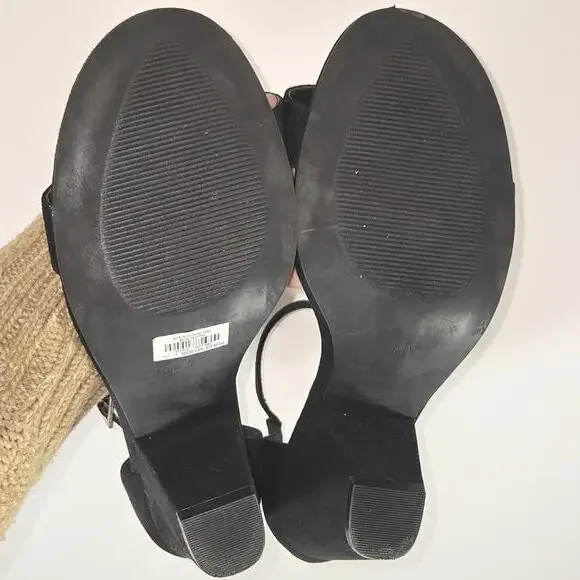 Torrid Women's Suede Strappy Block Heel Black Plus Size 11W - Picture 7 of 9